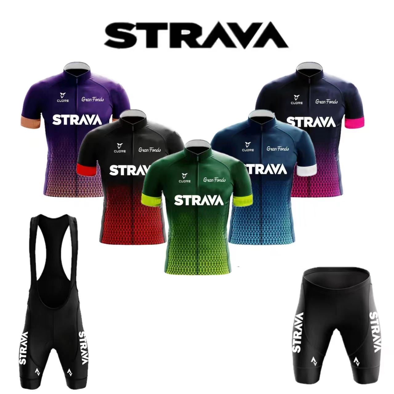 Mountain Biking Trousers - Strava Jersey Set Men's Bib Shorts