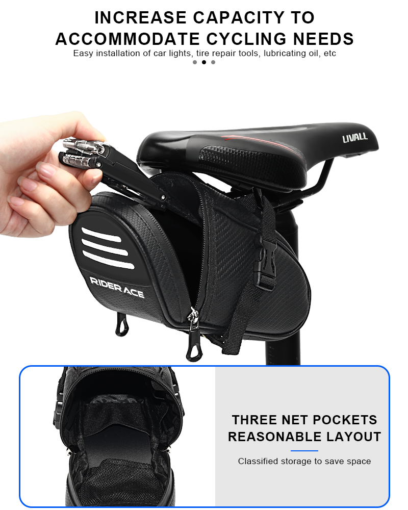 RIDERACE Bicycle Saddle Bag Sm – обзор и цена Mountain Biking Fanny Pack